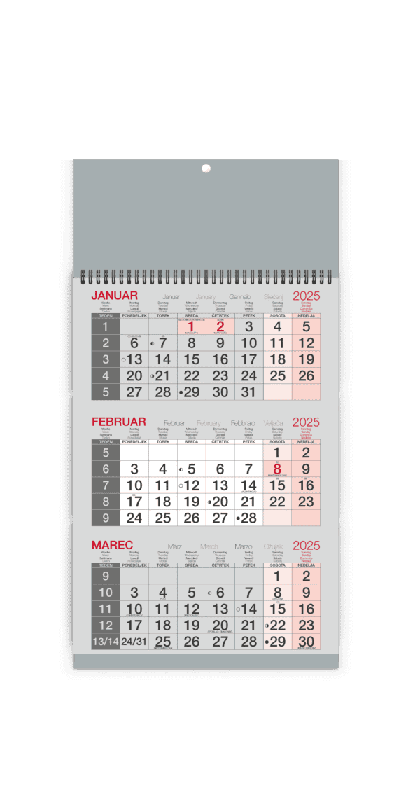 KOLEDAR TRI MESEČNI POSLOVNI - ŠPIRALA 2025 – J